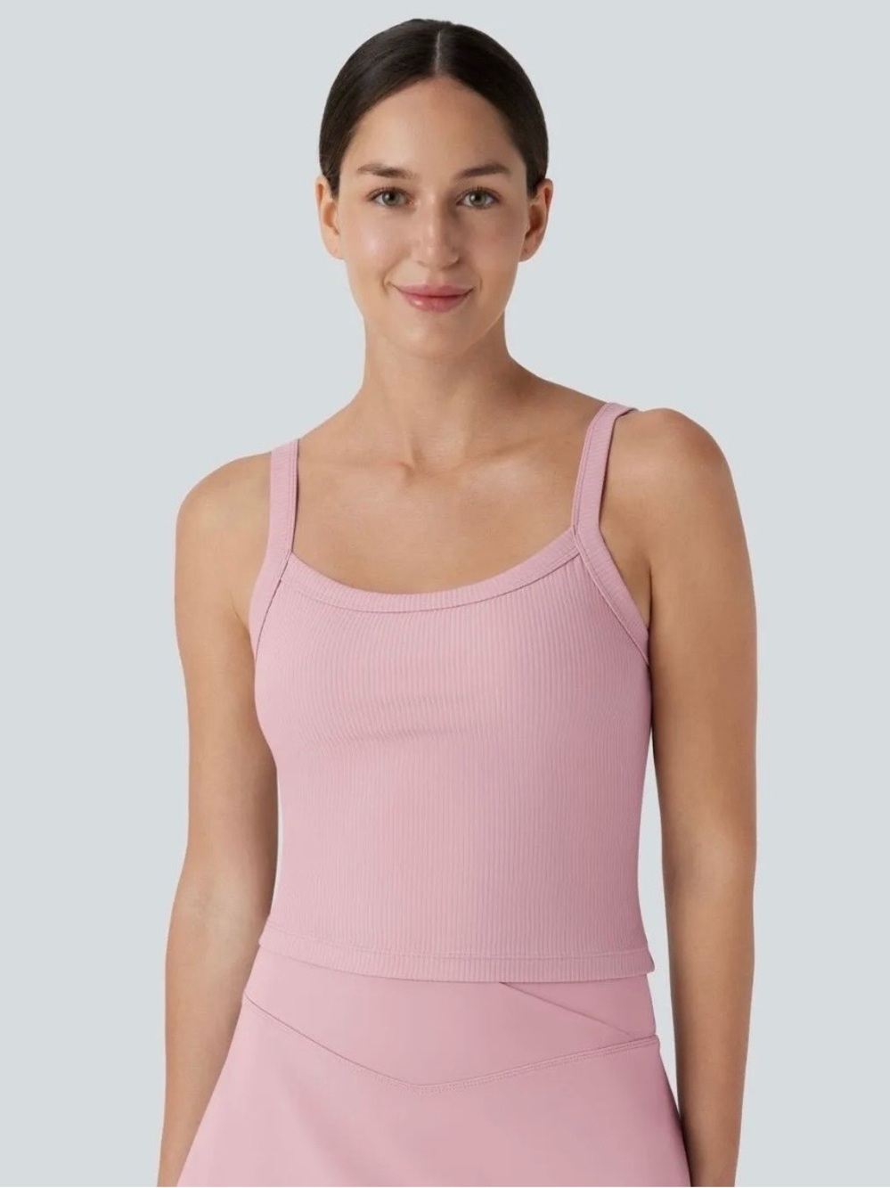 Halara Ribbed Backless Yoga Tank Top Bleached Mauve